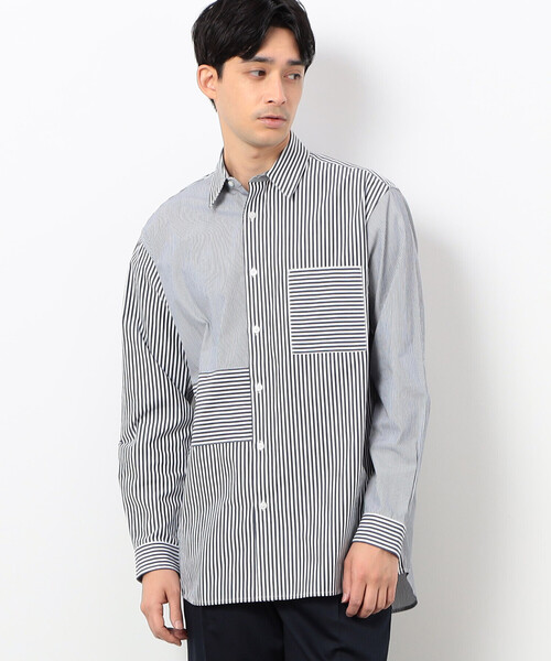 COMME CA ISM（コムサイズム）の「ロンドンストライプ コンビシャツ（シャツ/ブラウス・メンズ・ベージュ/ネイビー・SMALL/MEDIUM/LARGE）」の5枚目の写真