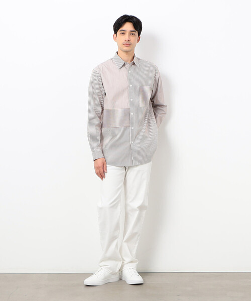 COMME CA ISM（コムサイズム）の「ロンドンストライプ コンビシャツ（シャツ/ブラウス・メンズ・ベージュ/ネイビー・SMALL/MEDIUM/LARGE）」の8枚目の写真