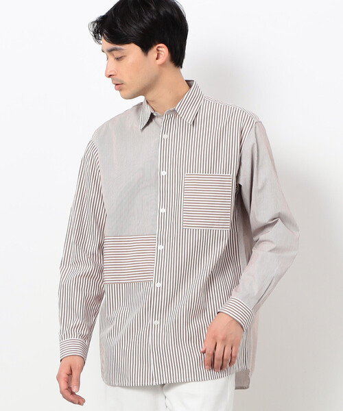 COMME CA ISM（コムサイズム）の「ロンドンストライプ コンビシャツ（シャツ/ブラウス・メンズ・ベージュ/ネイビー・SMALL/MEDIUM/LARGE）」の9枚目の写真