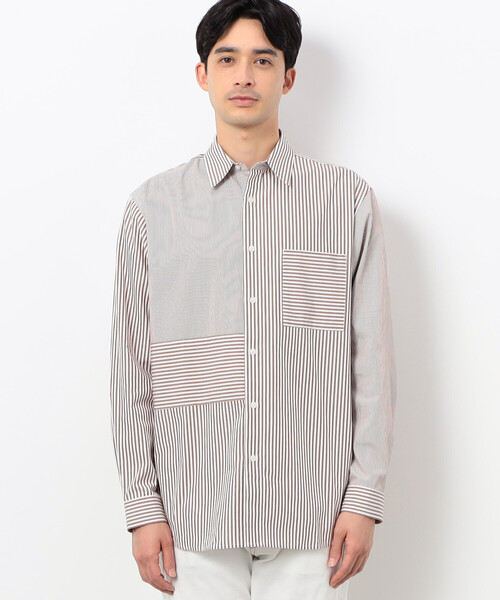 COMME CA ISM（コムサイズム）の「ロンドンストライプ コンビシャツ（シャツ/ブラウス・メンズ・ベージュ/ネイビー・SMALL/MEDIUM/LARGE）」の10枚目の写真