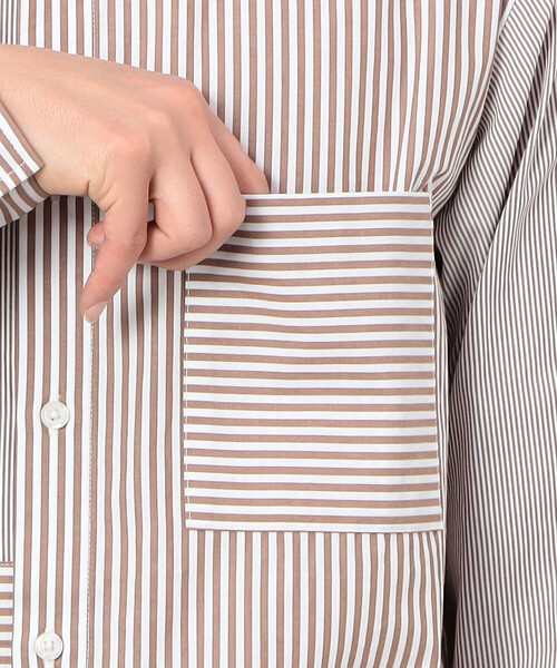 COMME CA ISM（コムサイズム）の「ロンドンストライプ コンビシャツ（シャツ/ブラウス・メンズ・ベージュ/ネイビー・SMALL/MEDIUM/LARGE）」の14枚目の写真