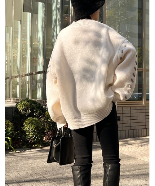 Re:EDIT（リエディ）の「ステッチデザインオーバーサイズ起毛ニット