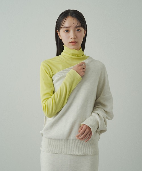 earthy(アーシー)の「earthy_ワンショルニット(ニット/セーター・レディース・オフホワイト/グレー・FREE)」の9枚目の写真