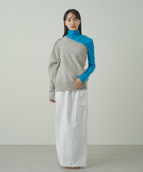 earthy(アーシー)の「earthy_ワンショルニット(ニット/セーター・レディース・オフホワイト/グレー・FREE)」の15枚目の写真