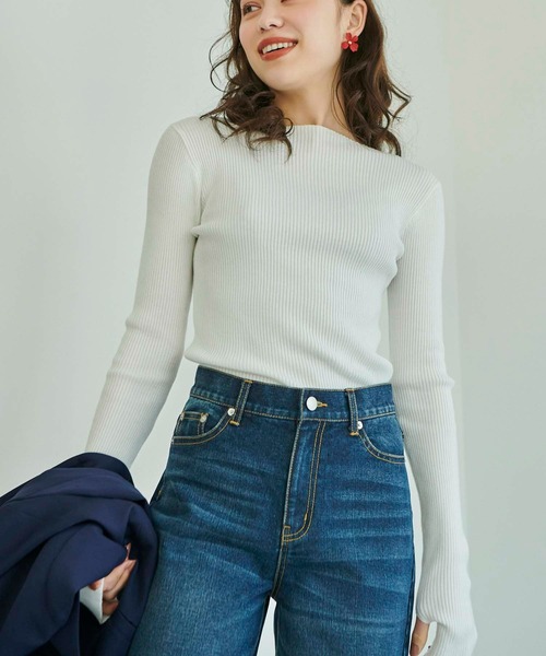 Edit Sheen(エディットシーン)の「指抜きボートネックニット(ニット/セーター・レディース・ブラック/ホワイト/イエロー/ホワイト×ブラック/ピンク系その他・M)」の10枚目の写真