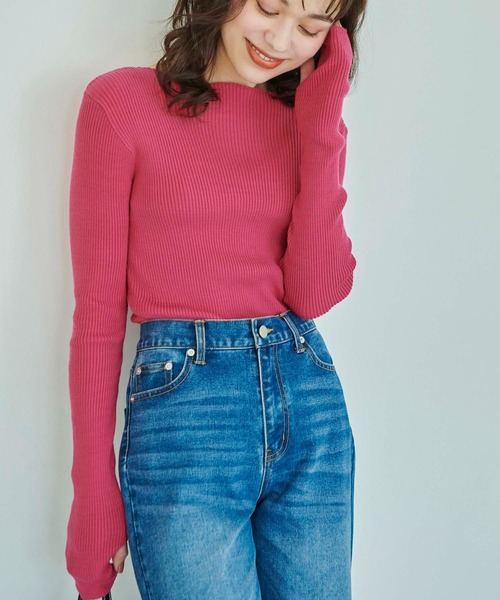 Edit Sheen(エディットシーン)の「指抜きボートネックニット(ニット/セーター・レディース・ブラック/ホワイト/イエロー/ホワイト×ブラック/ピンク系その他・M)」の18枚目の写真