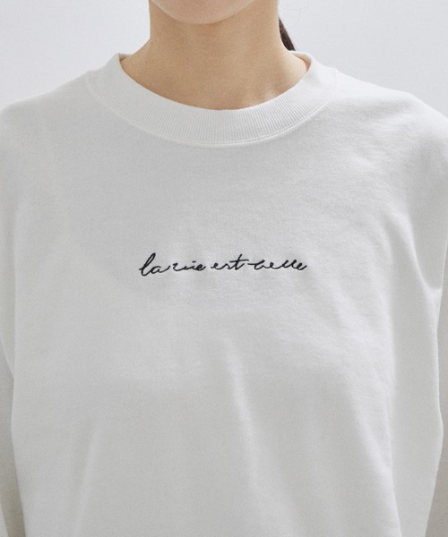 SALON adam et rope'(サロン アダム エ ロペ)の「ロゴ刺繍入りフレアスリーブクロップドスウェット(スウェット・レディース・ホワイト/ブラック・FREE)」の20枚目の写真