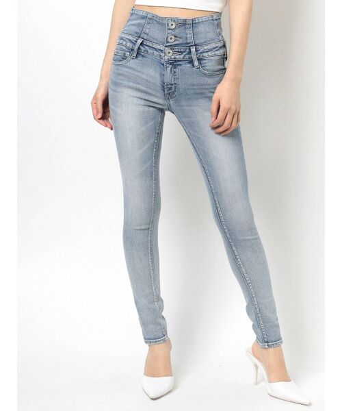 GYDA（ジェイダ）の「H/W ウエストクロススキニーデニムパンツ