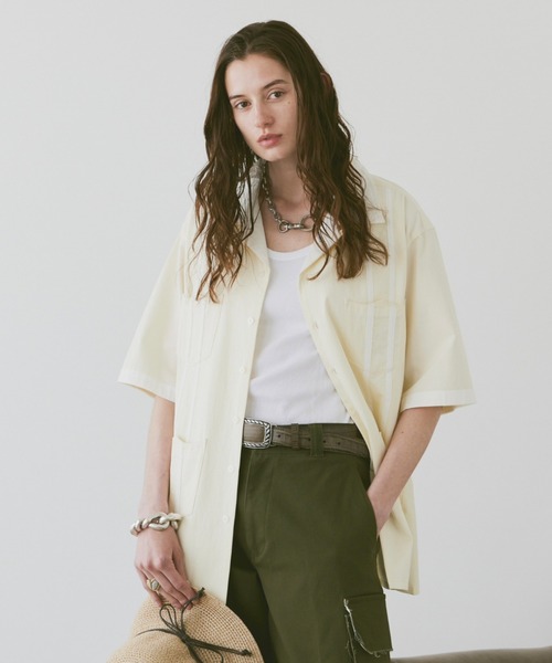 soerte（ソエルテ）の「HALF SLEEVE DESIGN GUAYABERA SHIRT/ハーフスリーブデザインキューバシャツ（シャツ/ブラウス・メンズ・オフホワイト/ブラウン/グリーン・1/2/3）」の16枚目の写真