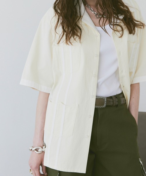 soerte（ソエルテ）の「HALF SLEEVE DESIGN GUAYABERA SHIRT/ハーフスリーブデザインキューバシャツ（シャツ/ブラウス・メンズ・オフホワイト/ブラウン/グリーン・1/2/3）」の17枚目の写真