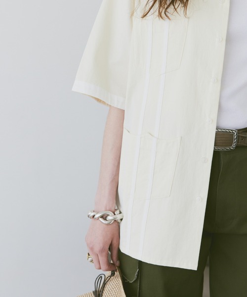 soerte（ソエルテ）の「HALF SLEEVE DESIGN GUAYABERA SHIRT/ハーフスリーブデザインキューバシャツ（シャツ/ブラウス・メンズ・オフホワイト/ブラウン/グリーン・1/2/3）」の18枚目の写真