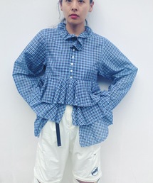 HOLIDAY × suno&morrison フリルチェック 長袖シャツ HOLIDAY（ホリデイ）の「SUNO&MORRISON KHADI RUFFLE RUFFLE