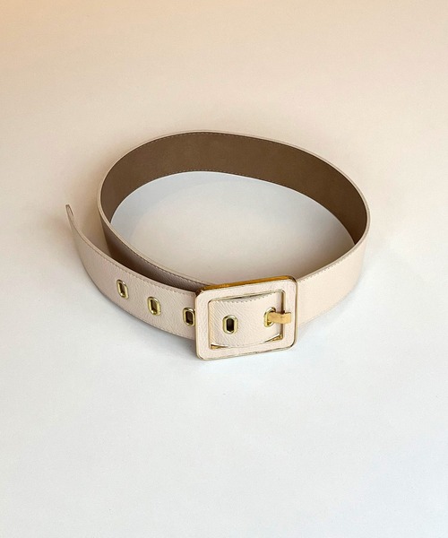 ROYAL PARTY（ロイヤルパーティー）の「スクエアバックルワイドベルト（ベルト・レディース・ブラック/オフホワイト・FREE）」の3枚目の写真