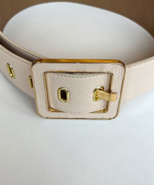 ROYAL PARTY（ロイヤルパーティー）の「スクエアバックルワイドベルト（ベルト・レディース・ブラック/オフホワイト・FREE）」の4枚目の写真