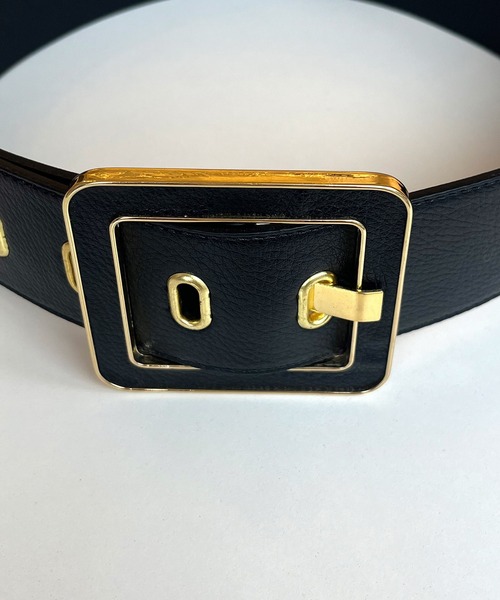 ROYAL PARTY（ロイヤルパーティー）の「スクエアバックルワイドベルト（ベルト・レディース・ブラック/オフホワイト・FREE）」の6枚目の写真