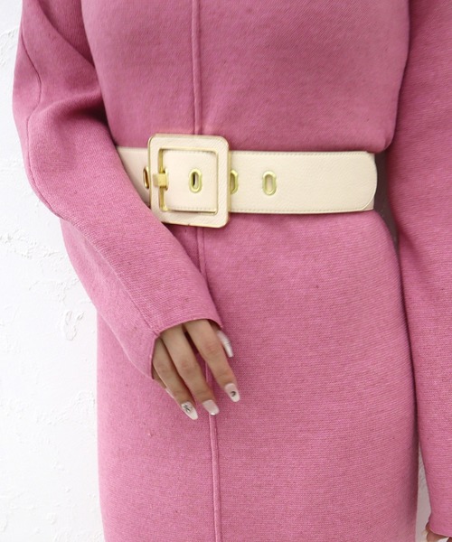 ROYAL PARTY（ロイヤルパーティー）の「スクエアバックルワイドベルト（ベルト・レディース・ブラック/オフホワイト・FREE）」の8枚目の写真