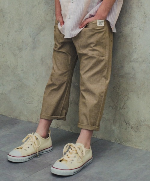 BRANSHES（ブランシェス）の「【爽やかシャンブレー】クロップドパンツ（デニムパンツ・キッズ・ライトベージュ/ベージュ/ネイビー/カーキオリーブ/ブルーグレー・110/140/100/90/120/130/150）」の2枚目の写真