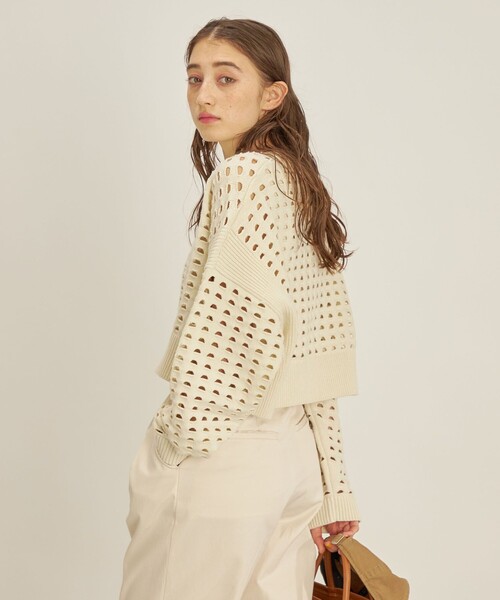 【セール】〈手洗い可能〉綿 ナイロン メッシュ ニット プルオーバー（ニット/セーター）｜SHIPS（シップス）