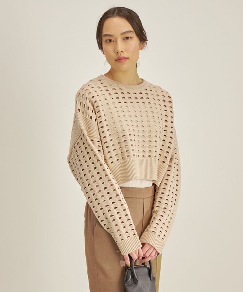 【セール】〈手洗い可能〉綿 ナイロン メッシュ ニット プルオーバー（ニット/セーター）｜SHIPS（シップス）