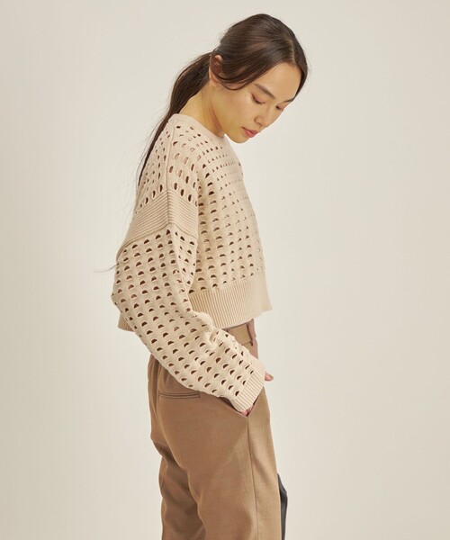 【セール】〈手洗い可能〉綿 ナイロン メッシュ ニット プルオーバー（ニット/セーター）｜SHIPS（シップス）