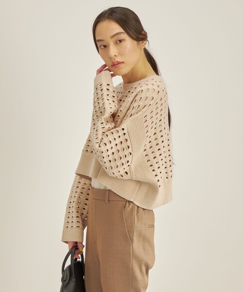 【セール】〈手洗い可能〉綿 ナイロン メッシュ ニット プルオーバー（ニット/セーター）｜SHIPS（シップス）