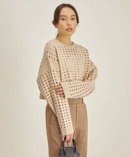 【セール】〈手洗い可能〉綿 ナイロン メッシュ ニット プルオーバー（ニット/セーター）｜SHIPS（シップス）