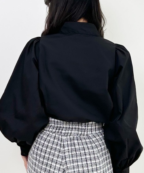 INGNI（イング）の「ボウタイ長袖／ブラウス（シャツ/ブラウス・レディース・ブラック/オフホワイト・M）」の14枚目の写真