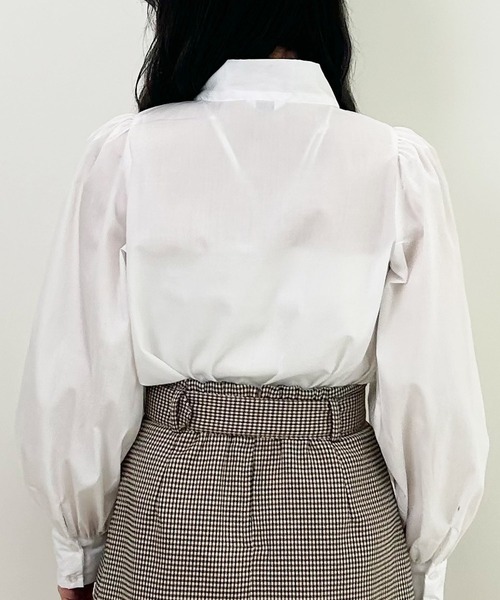INGNI（イング）の「ボウタイ長袖／ブラウス（シャツ/ブラウス・レディース・ブラック/オフホワイト・M）」の10枚目の写真