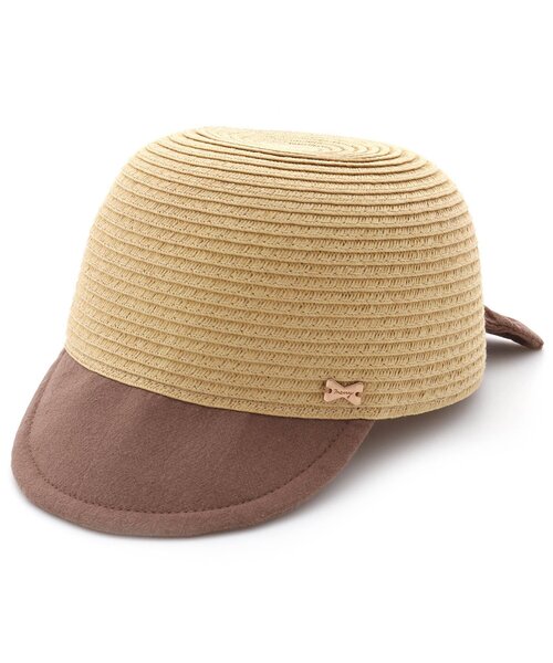 apres les cours（アプレレクール）の「後ろリボンペーパーキャップ_UVカット（ハット・キッズ・ピンク/ブラウン・50/52/54/48）」の2枚目の写真