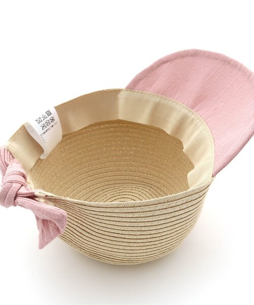 apres les cours（アプレレクール）の「後ろリボンペーパーキャップ_UVカット（ハット・キッズ・ピンク/ブラウン・50/52/54/48）」の10枚目の写真