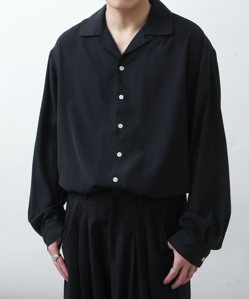 ZIP FIVE（ジップファイブ）の「【ZIP FIVE】Drape wide loose shirt/ドレープワイドルーズシャツ/総柄 /花柄シャツ/オーバーサイズ（シャツ/ブラウス・メンズ・ホワイト系/グリーン/ベージュ/チャコール/ブラック系/ブラック/グレー/ブルー系1/ブルー系/グレイッシュベージュ・MEDIUM/LARGE/X-LARGE）」の16枚目の写真