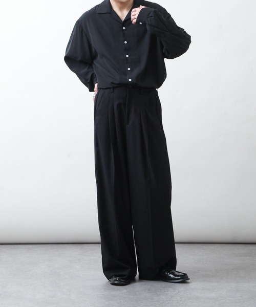 ZIP FIVE（ジップファイブ）の「【ZIP FIVE】Drape wide loose shirt/ドレープワイドルーズシャツ/総柄 /花柄シャツ/オーバーサイズ（シャツ/ブラウス・メンズ・ホワイト系/グリーン/ベージュ/チャコール/ブラック系/ブラック/グレー/ブルー系1/ブルー系/グレイッシュベージュ・MEDIUM/LARGE/X-LARGE）」の19枚目の写真