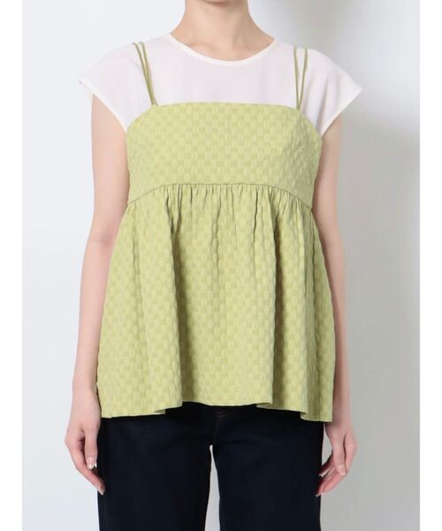 LAGUNAMOON（ラグナムーン）の「ペプラムキャミソールトップス（Tシャツ/カットソー・レディース・ブラック/ホワイト/ライトグリーン・FREE）」の10枚目の写真