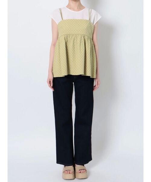 LAGUNAMOON（ラグナムーン）の「ペプラムキャミソールトップス（Tシャツ/カットソー・レディース・ブラック/ホワイト/ライトグリーン・FREE）」の17枚目の写真