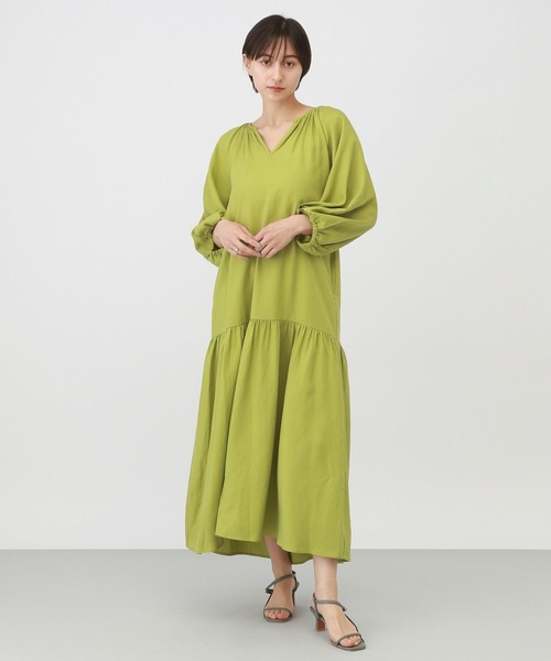 A part by（アパートバイ）の「ティアードソデパフワンピース（ワンピース・レディース・ブラック/アイボリー/グリーン系その他4・FREE）」の16枚目の写真