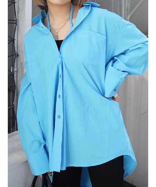 EMODA（エモダ）の「2WAYホルターオーバーシャツ（シャツ/ブラウス・レディース・ブラック/ホワイト/ブルー・FREE）」の12枚目の写真