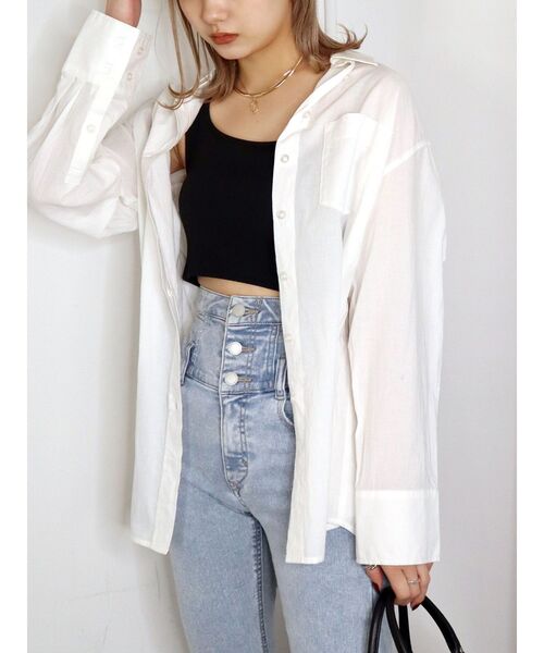 EMODA（エモダ）の「2WAYホルターオーバーシャツ（シャツ/ブラウス・レディース・ブラック/ホワイト/ブルー・FREE）」の14枚目の写真