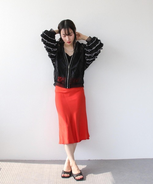 Three Four Time(スリーフォータイム)の「フリルスリーブレースブルゾン(ブルゾン・レディース・ブラック/オフホワイト・FREE)」の21枚目の写真