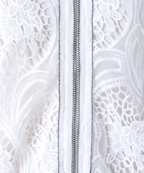 Three Four Time(スリーフォータイム)の「フリルスリーブレースブルゾン(ブルゾン・レディース・ブラック/オフホワイト・FREE)」の5枚目の写真