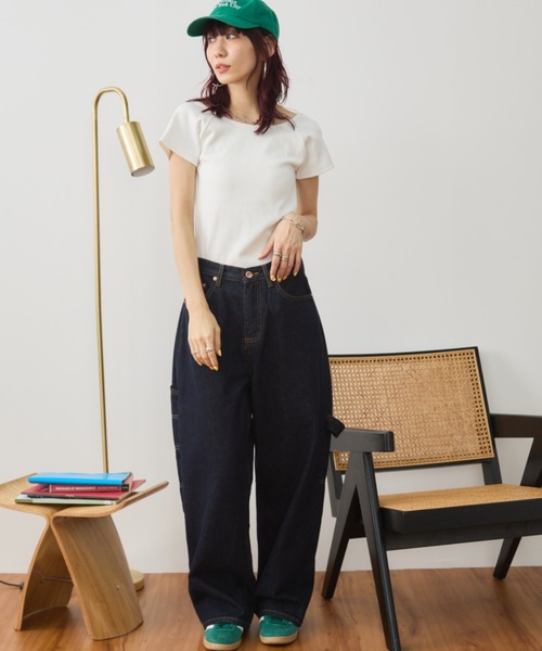 Auntie Rosa Holiday（アンティローザホリデー）の「カップ付きバックオープンリブTEE / SS（Tシャツ/カットソー・レディース・ブラック/オフホワイト/ブラウン/オレンジ/チャコールグレー/グリーン・FREE）」の16枚目の写真