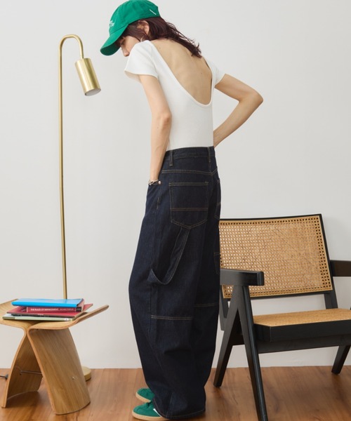 Auntie Rosa Holiday（アンティローザホリデー）の「カップ付きバックオープンリブTEE / SS（Tシャツ/カットソー・レディース・ブラック/オフホワイト/ブラウン/オレンジ/チャコールグレー/グリーン・FREE）」の8枚目の写真