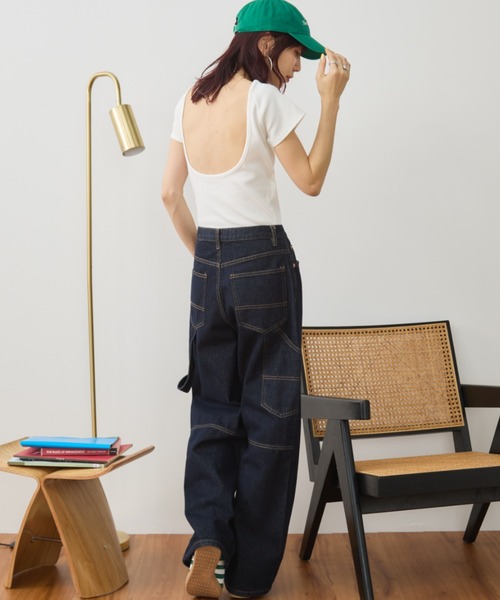 Auntie Rosa Holiday（アンティローザホリデー）の「カップ付きバックオープンリブTEE / SS（Tシャツ/カットソー・レディース・ブラック/オフホワイト/ブラウン/オレンジ/チャコールグレー/グリーン・FREE）」の9枚目の写真