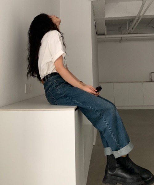 Vipoa（ヴィポア）の「Pocket embroidery denim pants（デニムパンツ・レディース・ブルー/ライトブルー・MEDIUM/LARGE/SMALL/X-LARGE）」の15枚目の写真