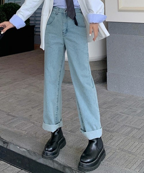 Vipoa（ヴィポア）の「Pocket embroidery denim pants（デニムパンツ・レディース・ブルー/ライトブルー・MEDIUM/LARGE/SMALL/X-LARGE）」の14枚目の写真