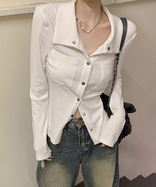 HALEY PESCA(ヘーリーペスカ)の「HALEY PESCA/襟付き 2wayポケット付きカットソー(Tシャツ/カットソー・レディース・ホワイト/グレー・MEDIUM/LARGE/X-LARGE)」の5枚目の写真