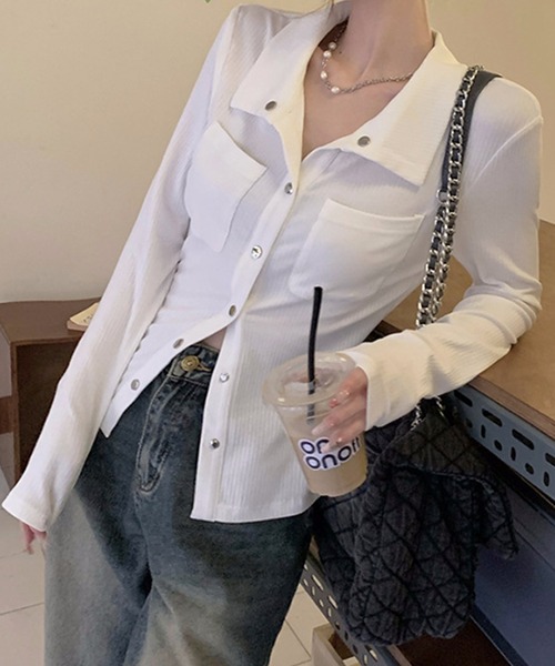 HALEY PESCA(ヘーリーペスカ)の「HALEY PESCA/襟付き 2wayポケット付きカットソー(Tシャツ/カットソー・レディース・ホワイト/グレー・MEDIUM/LARGE/X-LARGE)」の6枚目の写真