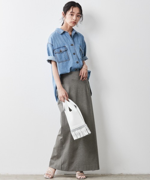 CHIC STYLE（シックスタイル）の「＜大きいサイズ＞綿100％アウトポケット半袖シャツ シックスタイル（シャツ/ブラウス・レディース・ブルー系/ベージュ・3L/5L/LL/4L/L）」の11枚目の写真