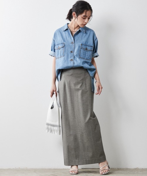 CHIC STYLE（シックスタイル）の「＜大きいサイズ＞綿100％アウトポケット半袖シャツ シックスタイル（シャツ/ブラウス・レディース・ブルー系/ベージュ・3L/5L/LL/4L/L）」の12枚目の写真