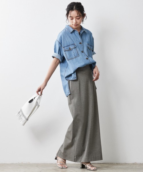 CHIC STYLE（シックスタイル）の「＜大きいサイズ＞綿100％アウトポケット半袖シャツ シックスタイル（シャツ/ブラウス・レディース・ブルー系/ベージュ・3L/5L/LL/4L/L）」の17枚目の写真