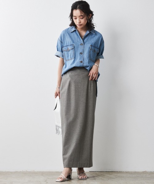 CHIC STYLE（シックスタイル）の「＜大きいサイズ＞綿100％アウトポケット半袖シャツ シックスタイル（シャツ/ブラウス・レディース・ブルー系/ベージュ・3L/5L/LL/4L/L）」の8枚目の写真